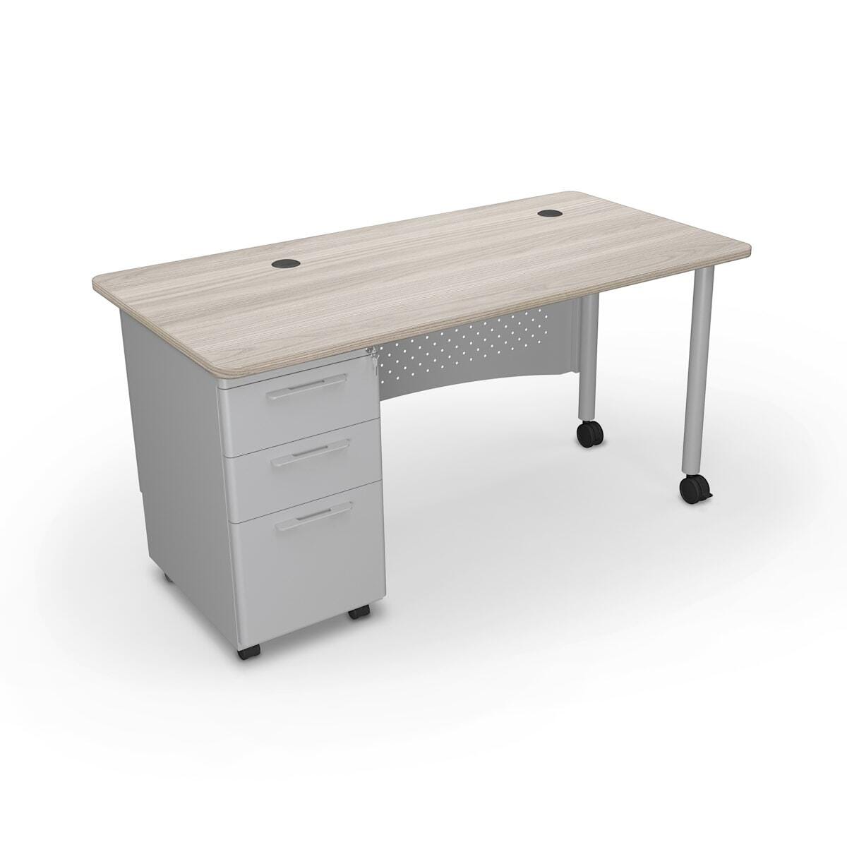 Mooreco Avid Modular Single Pedestal Desk, 60 W x 30 D x 29 H Inches, Matching Edge Color 4002651